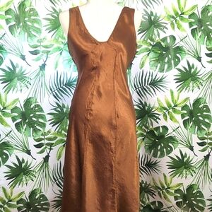 Bebe Brown Sleeveless V-Neck Dress (Size: Small)
